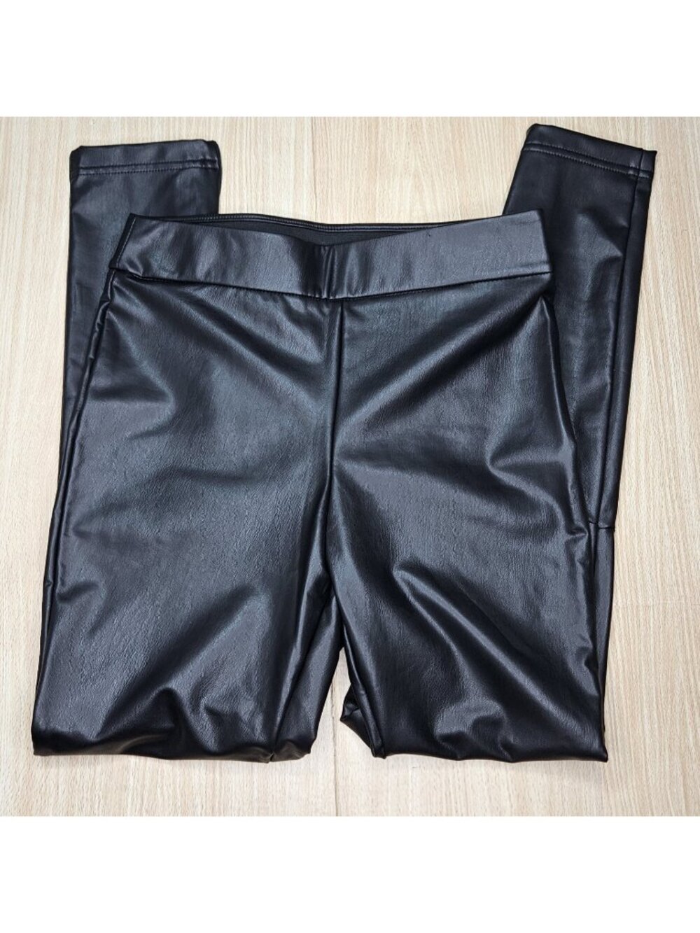 A New Day Black Faux Leather Leggings Sise Zipper Ankle Medium